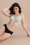 Zivame Padded Regular Wired Medium Coverage Tshirt Bra - Grass Green Floral — thumbnail 4